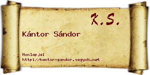 Kántor Sándor névjegykártya